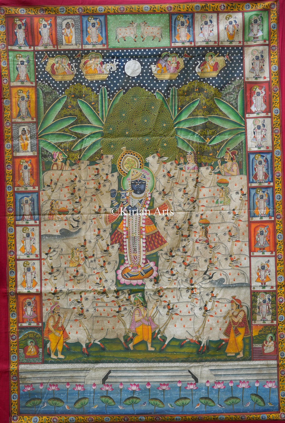 Grand 6ft x 4ft Gopashtami Pichwai – Shrinathji with 24 Seasonal Shringars