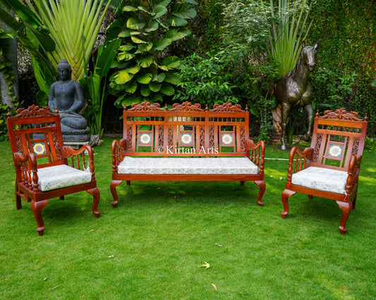 Chettinad Burmese Teakwood Sofa Set | Vintage Style
