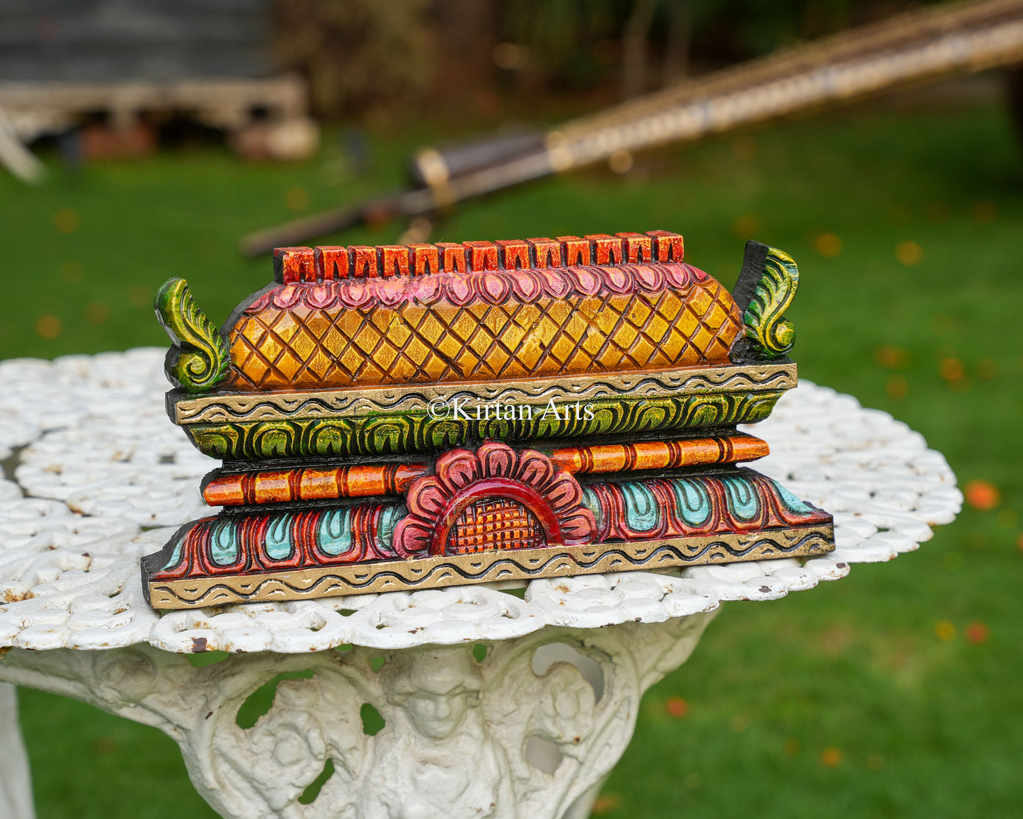 Hand-Carved Solid Wood Gopuram Wall Art – 15-Inch