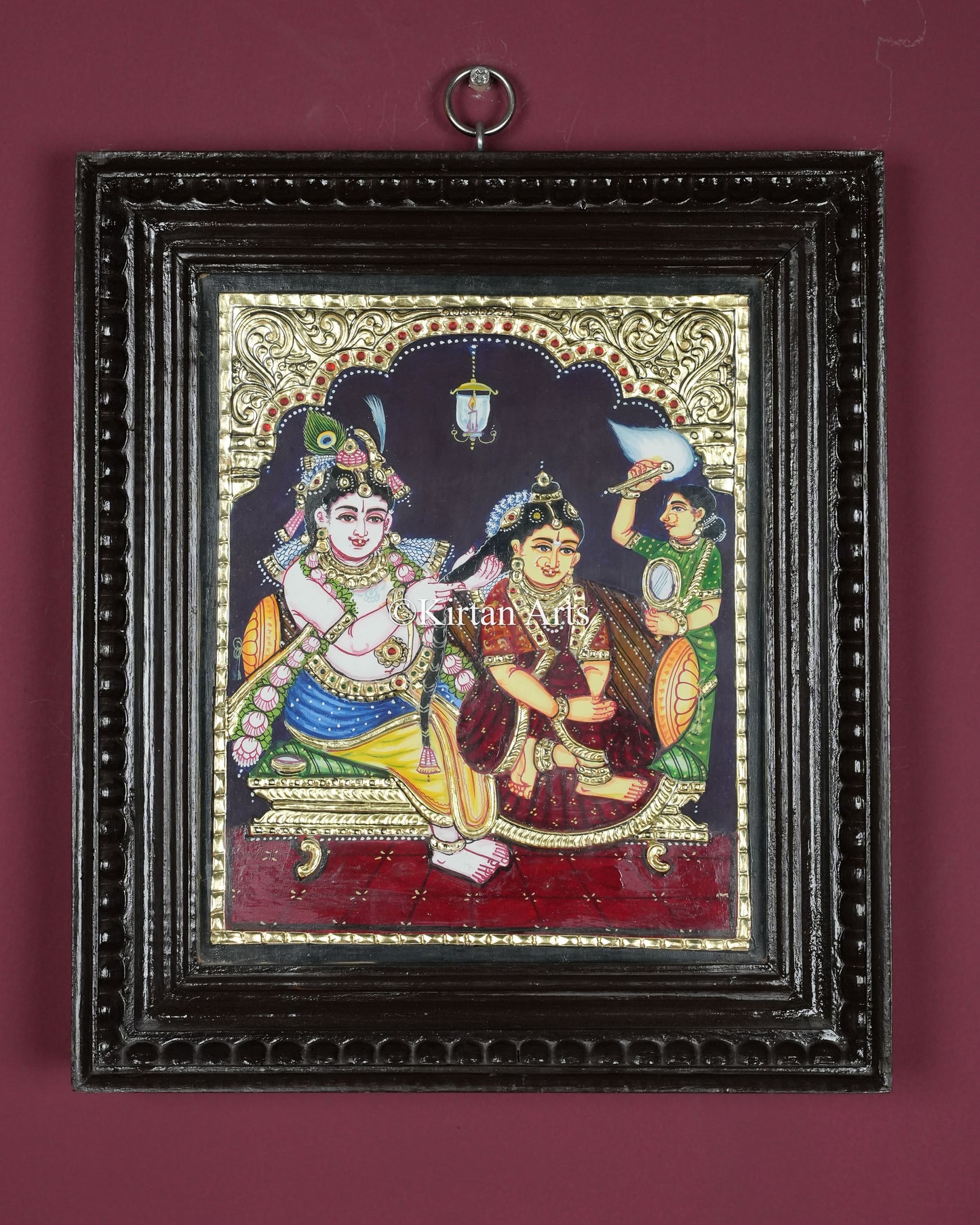 Divine Radha Krishna Shringar Tanjore Painting – 12x10 Inch Traditional Gold Foil Wall Art (15x13 Inches with Frame)