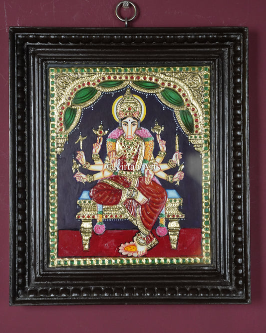 Divine Goddess Varahi Tanjore Painting – 12x10 Inch Traditional Gold Foil Wall Art (15x13 Inches with Frame)