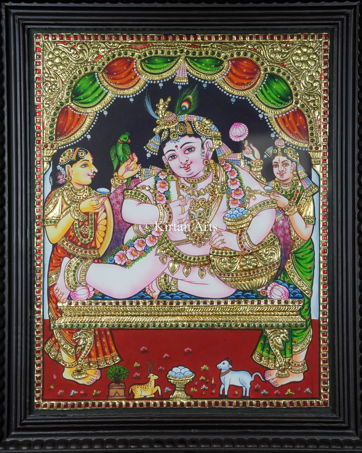 Divine Yashoda Krishna Tanjore Painting – 20x16 Inch Traditional Gold Foil Wall Art (23x19 Inches with Frame)