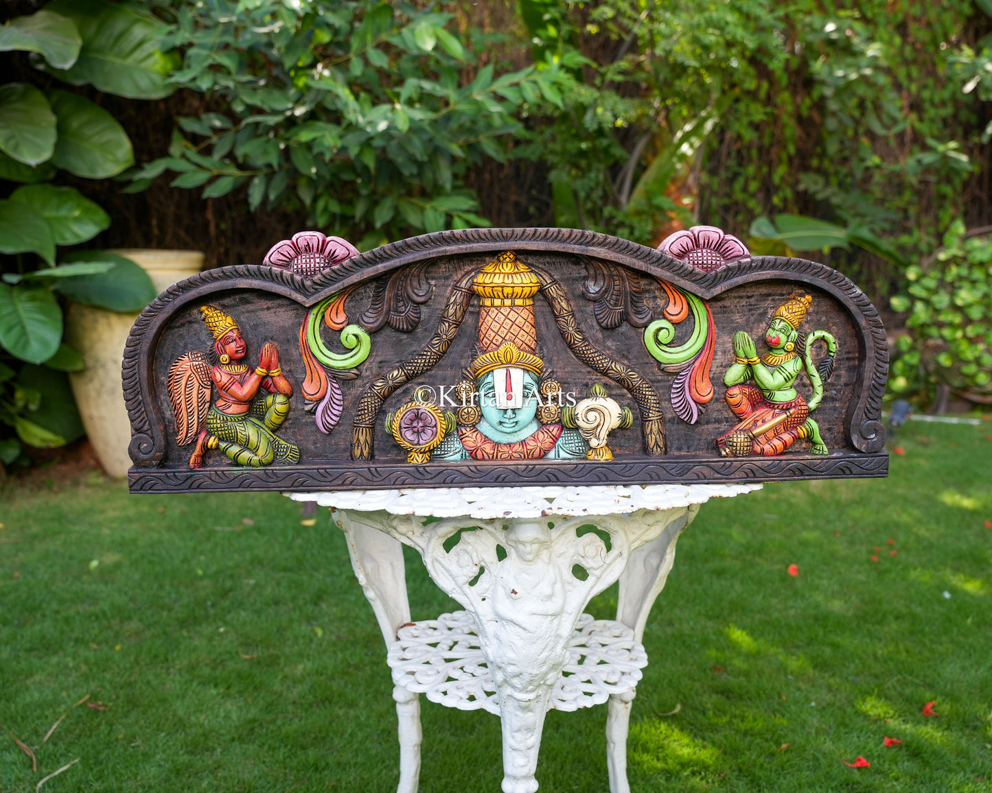 36" Tirupati Balaji Wall Panel with Garuda and Hanuman Devotional Reliefs