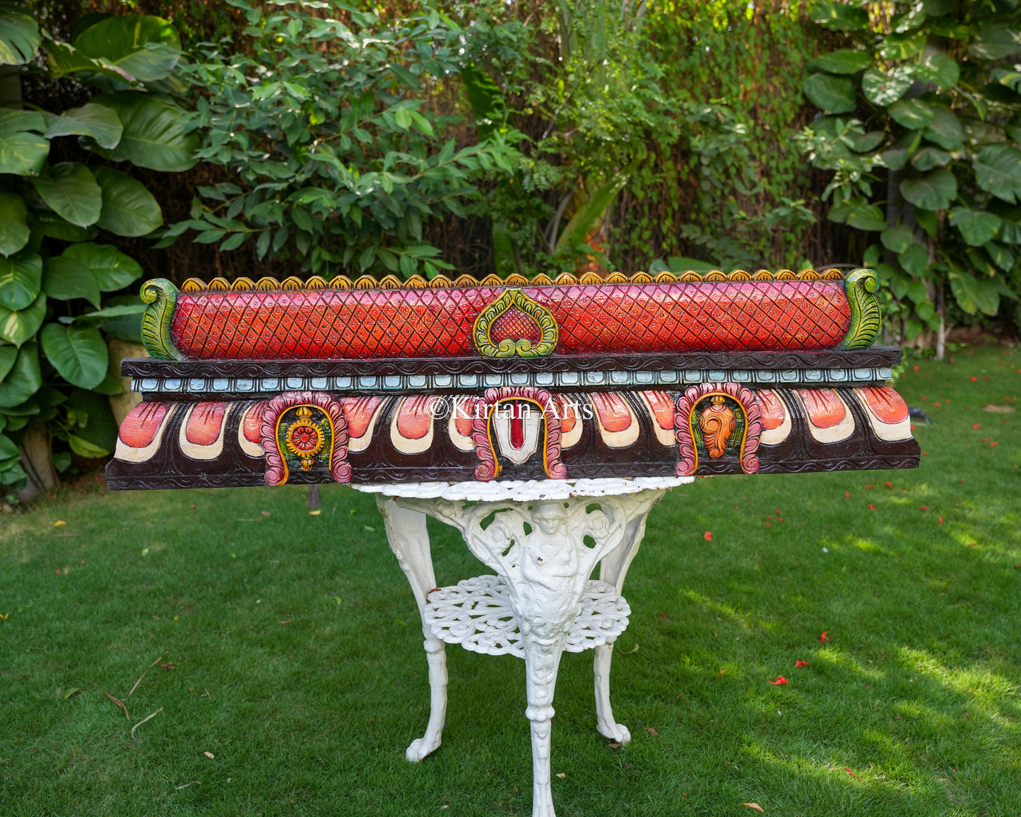 48x12 Inch Hand-Carved Tirupati Balaji Shanku Chakra Namam Gopuram Panel