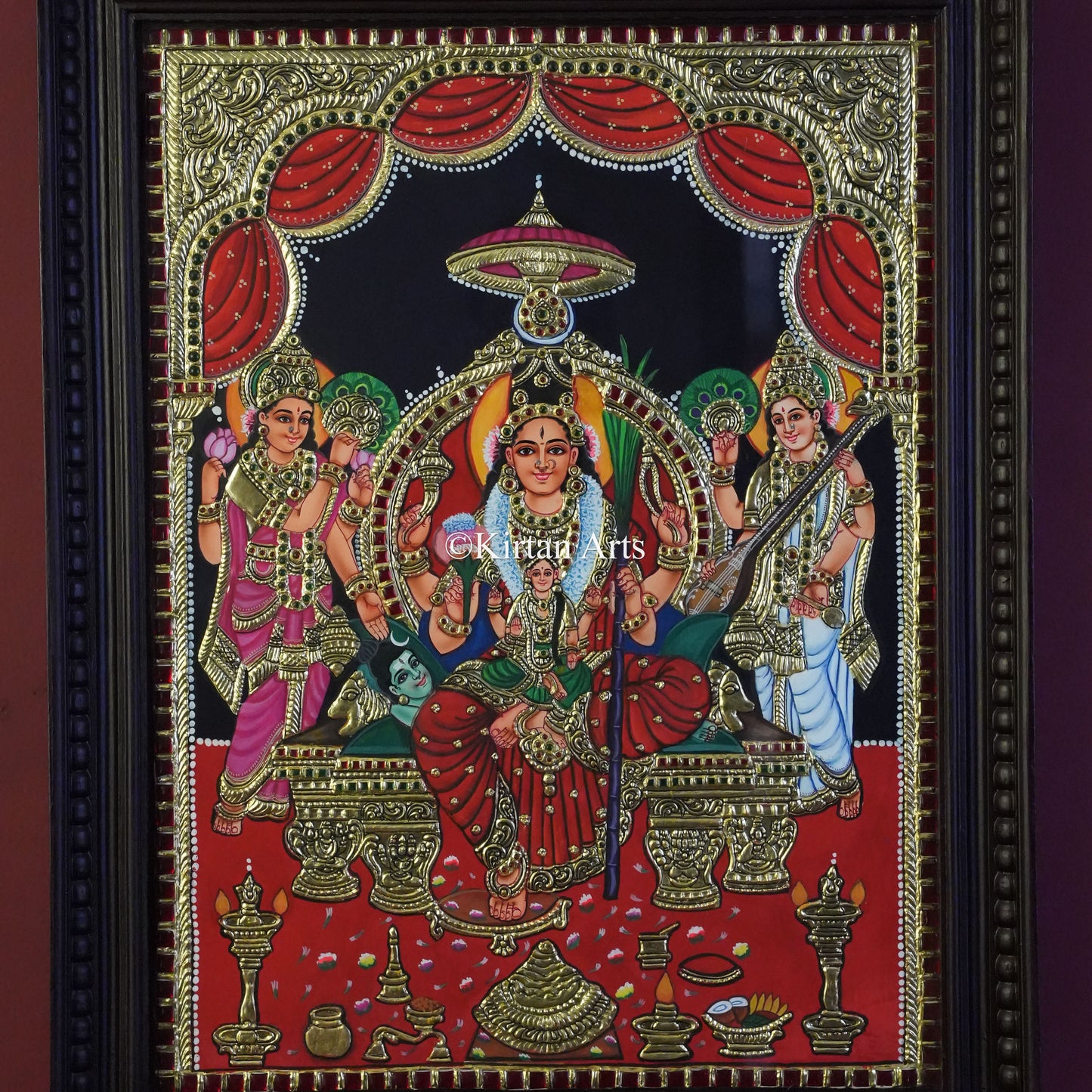 Goddess Rajarajeshwari Tanjore Painting – 24x18 Inch Artwork (27x21 Inch with Frame)