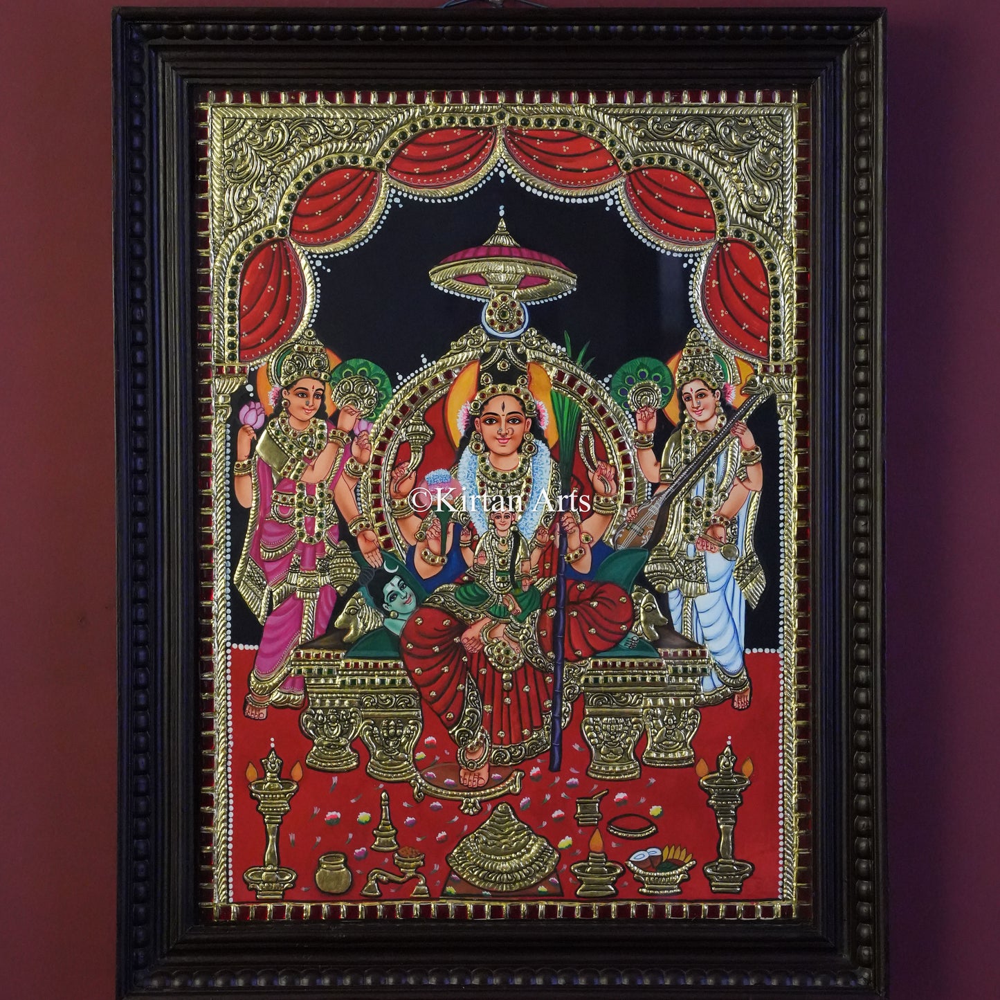 Goddess Rajarajeshwari Tanjore Painting – 24x18 Inch Artwork (27x21 Inch with Frame)