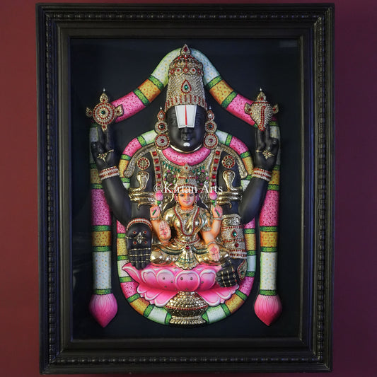 Lord Balaji/Venkateswara Swamy with Lakshmi 3D Embossed Tanjore Art | 30"