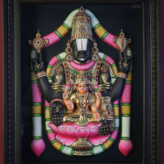 Lord Balaji/Venkateswara Swamy with Lakshmi 3D Embossed Tanjore Art | 30"