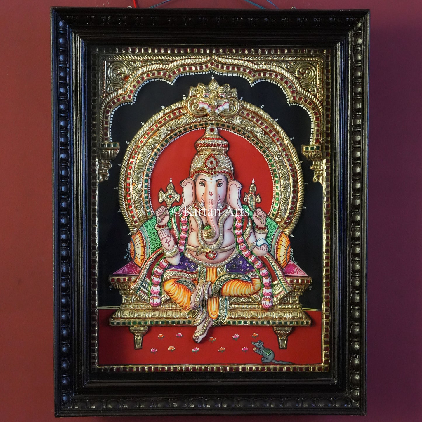 Embossed 3D Lord Ganesha Tanjore Painting – 22.5x17x4 Inch