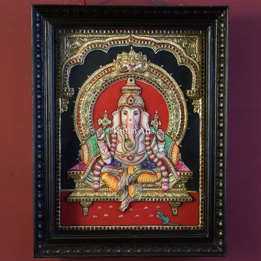 Embossed 3D Lord Ganesha Tanjore Painting – 22.5x17x4 Inch