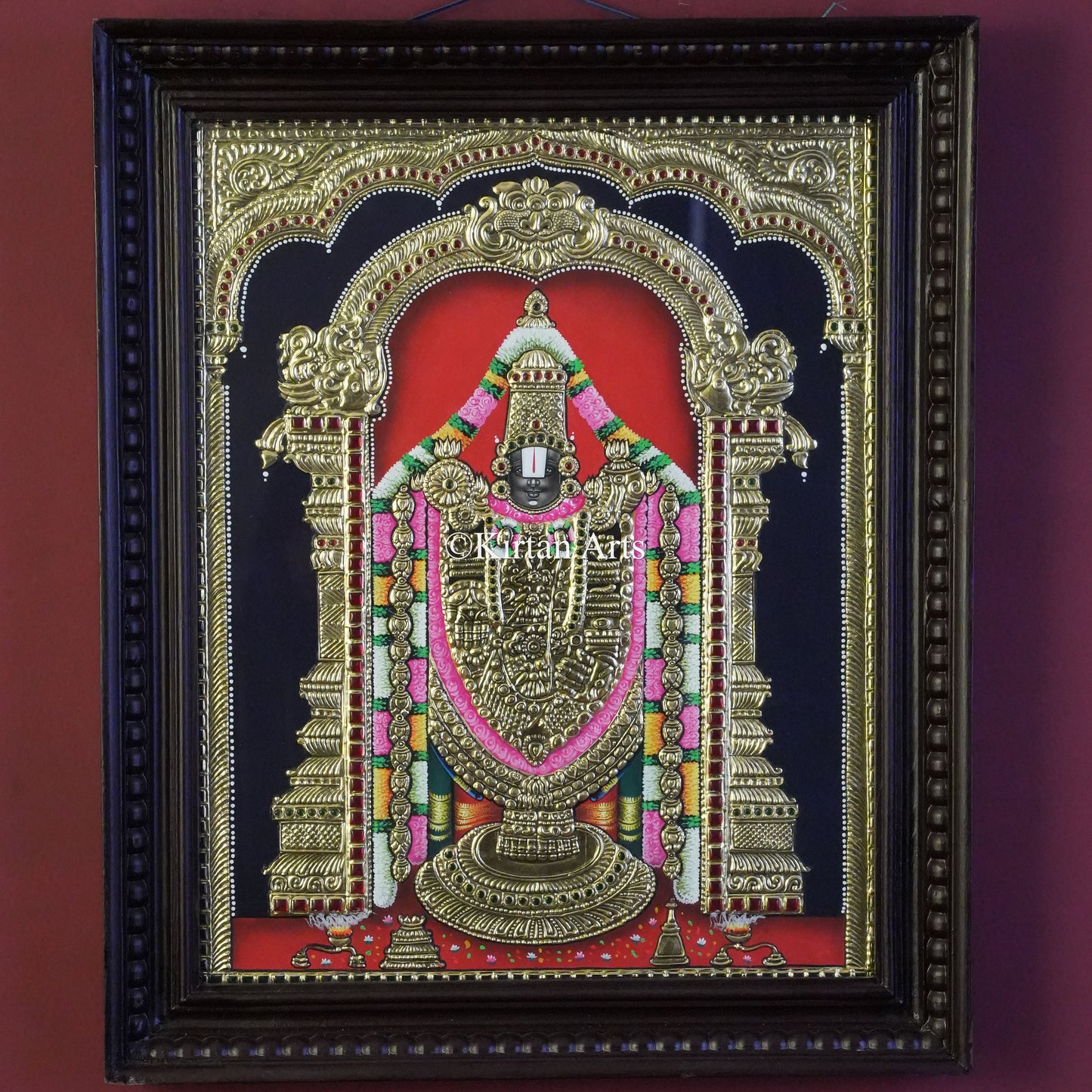 Lord Venkateswara (Tirupati Balaji) Tanjore Painting – 20x16 Inch Artwork (23x19 Inch with Frame)