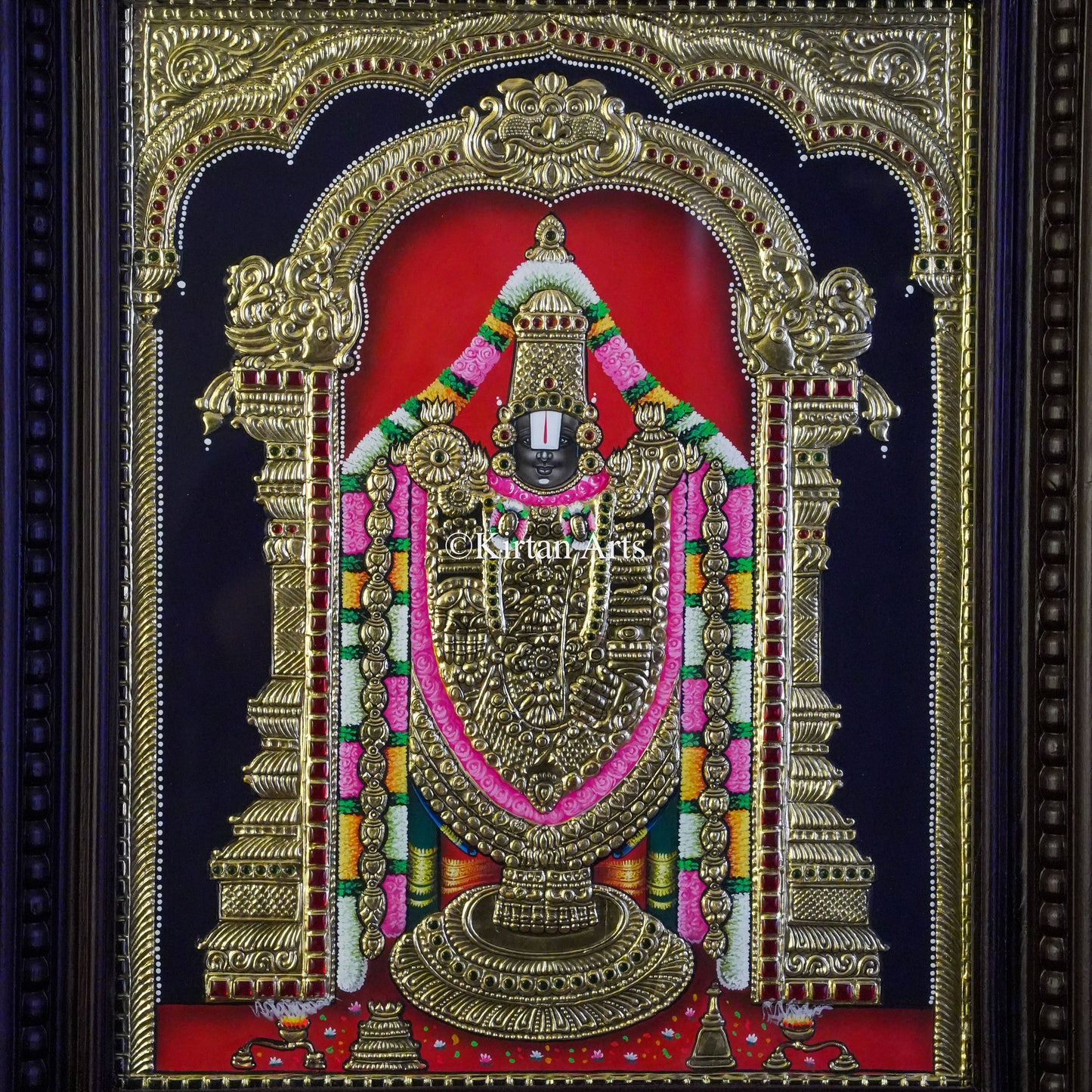 Lord Venkateswara (Tirupati Balaji) Tanjore Painting – 20x16 Inch Artwork (23x19 Inch with Frame)