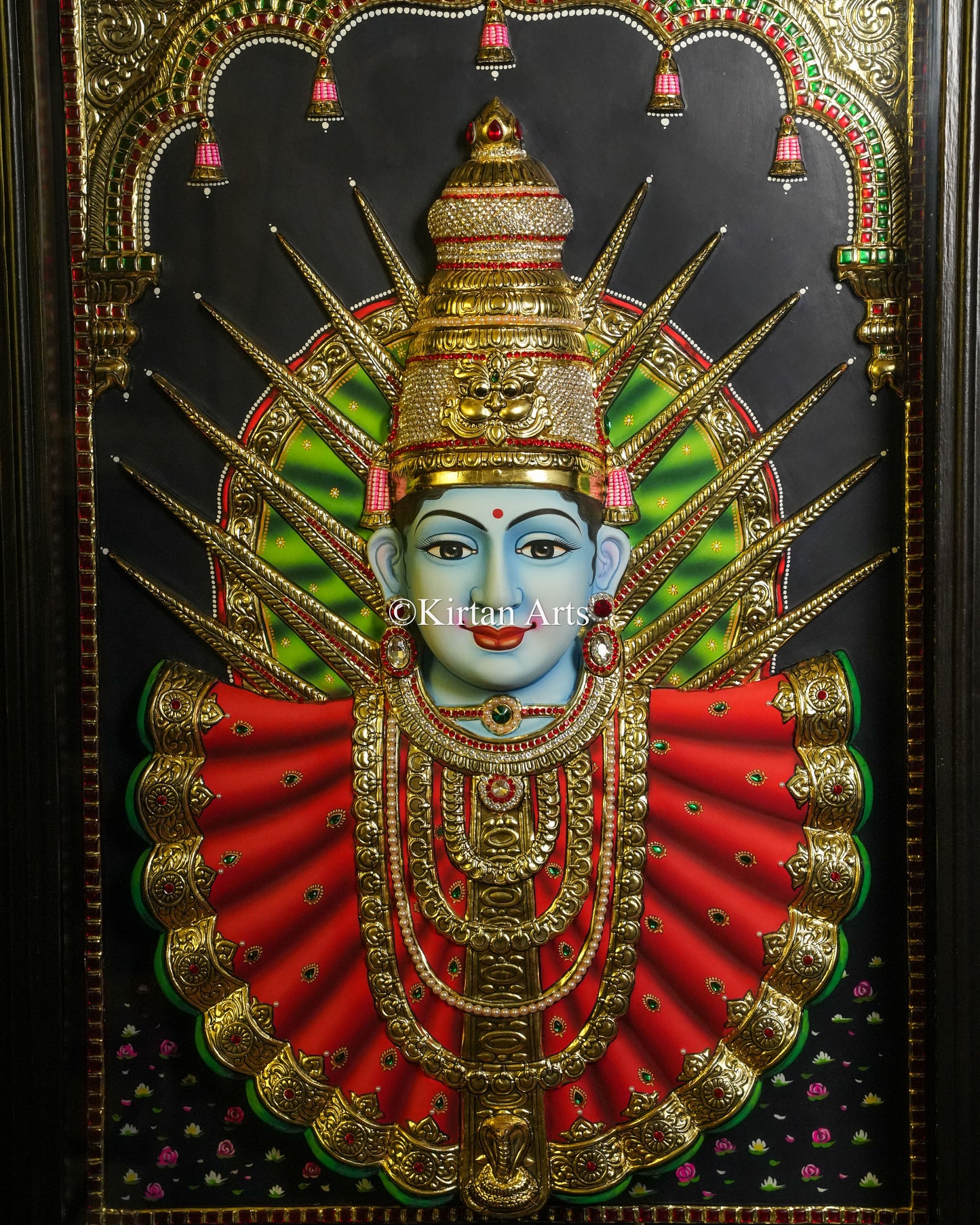 3D Embossed Goddess Yellamma (Sri Renuka Parameswari) Tanjore Painting | 36x24 Inches