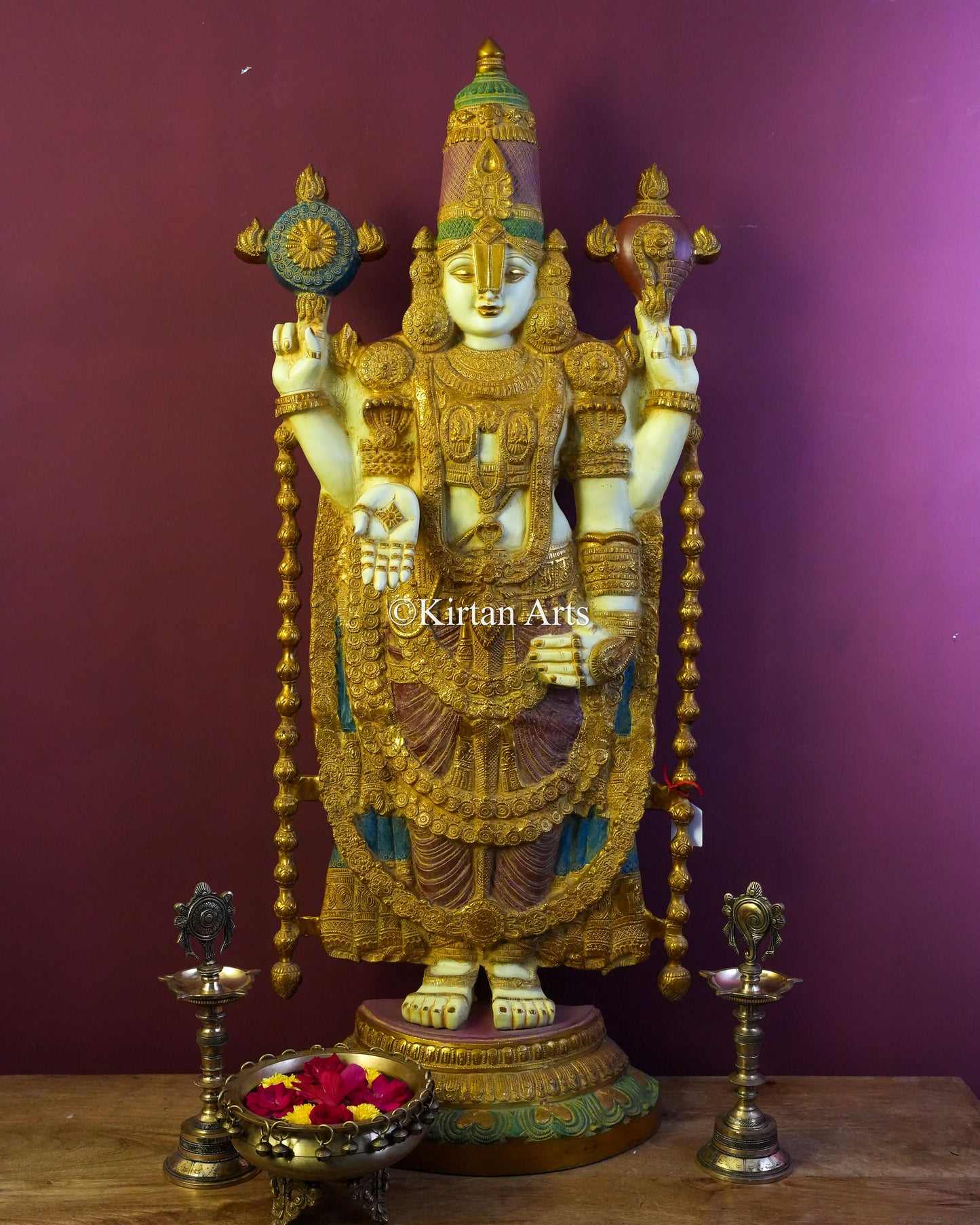 Brass Tirupati Balaji Idol | Venkateswara Swamy | Vivid Colors | 48"