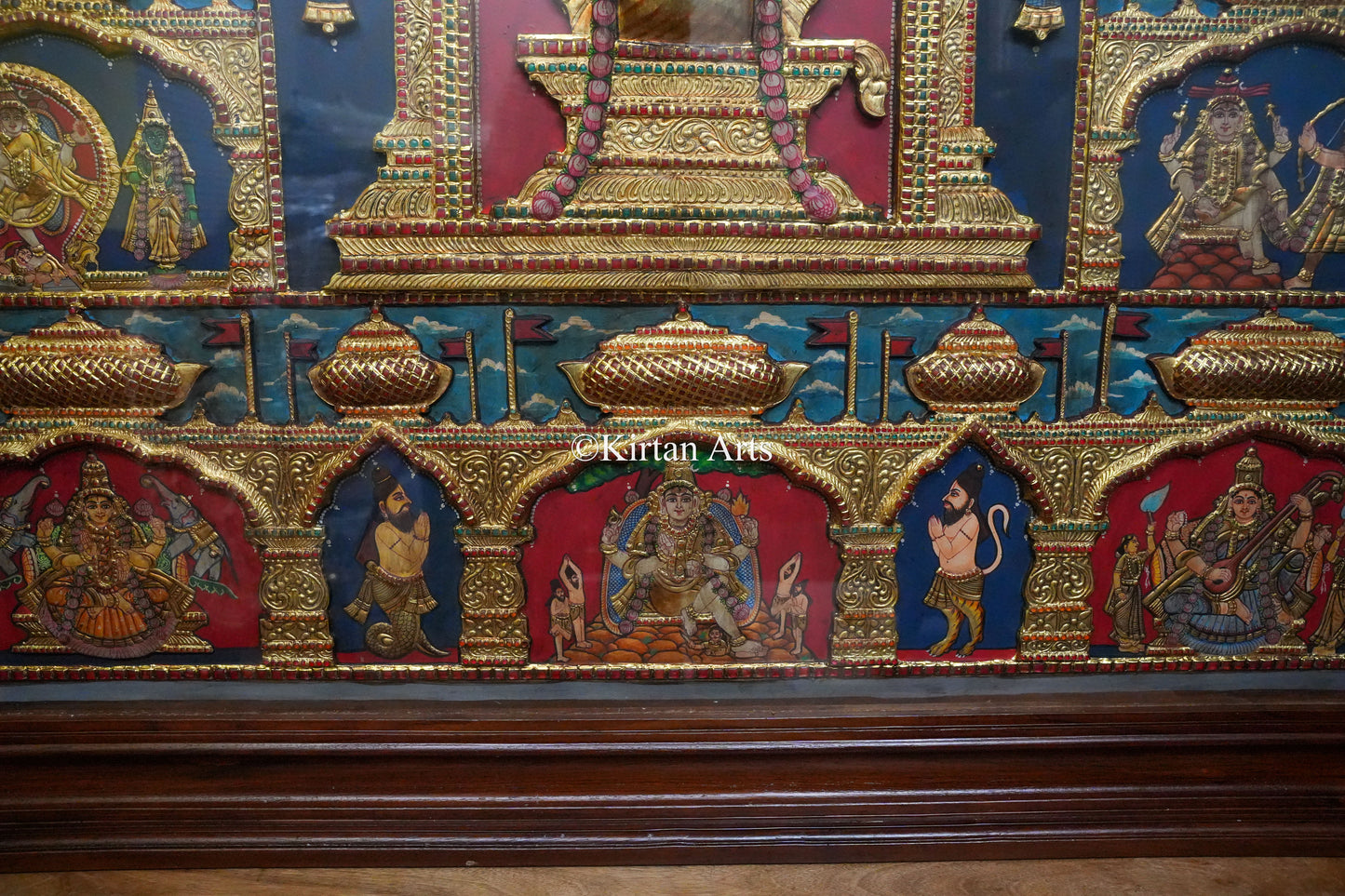 Shiva Jyotirlinga & Divine Incarnations Tanjore Painting – 72x48 Inch | Antique Finish