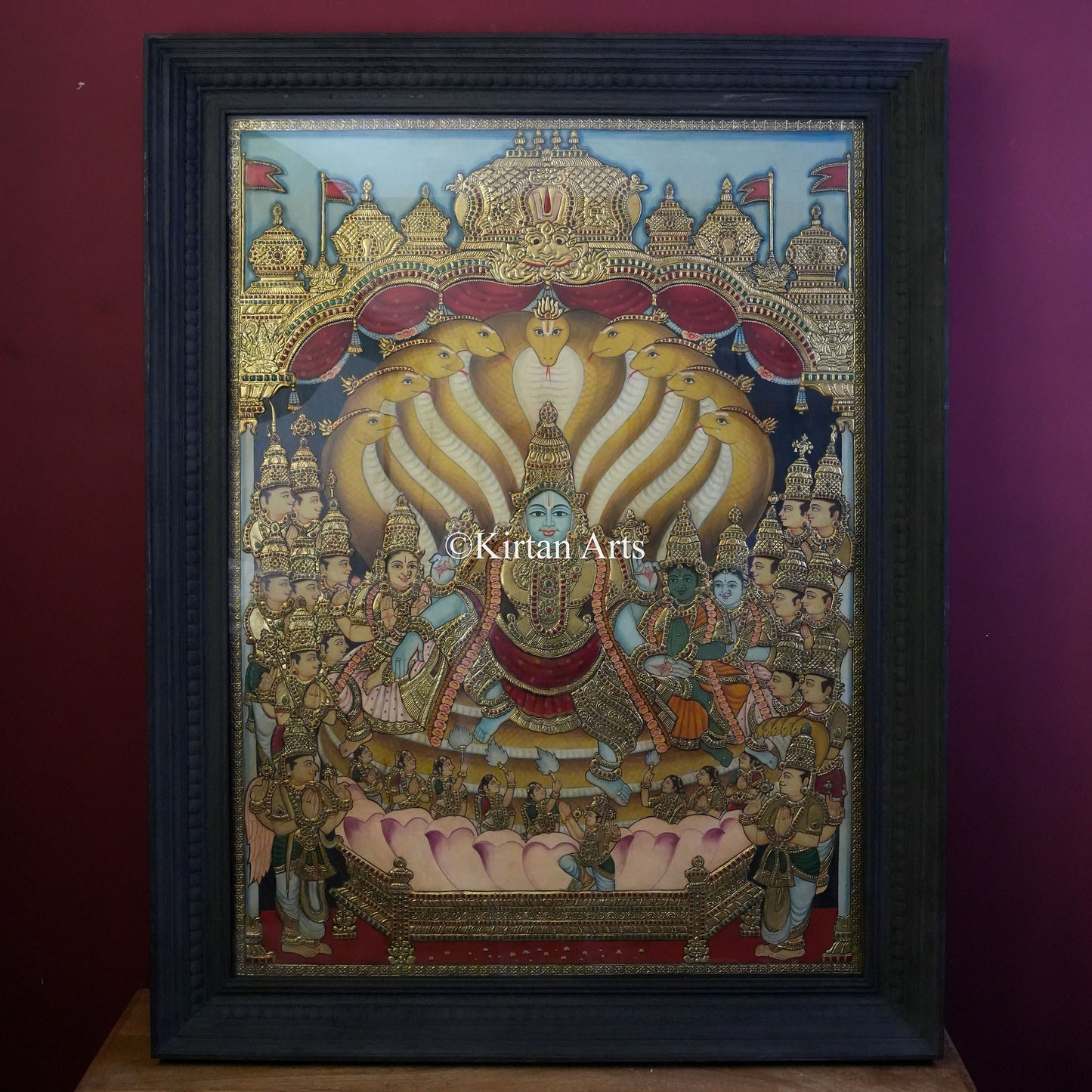 Vaikuntha Narayana (Paramapada Nathan) Tanjore Painting | 4x3 ft | Antique Finish