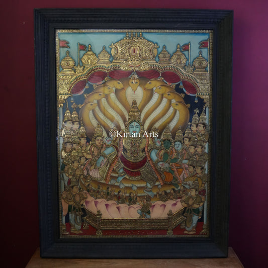 Vaikuntha Narayana (Paramapada Nathan) Tanjore Painting | 4x3 ft | Antique Finish