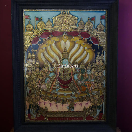 Vaikuntha Narayana (Paramapada Nathan) Tanjore Painting | 4x3 ft | Antique Finish