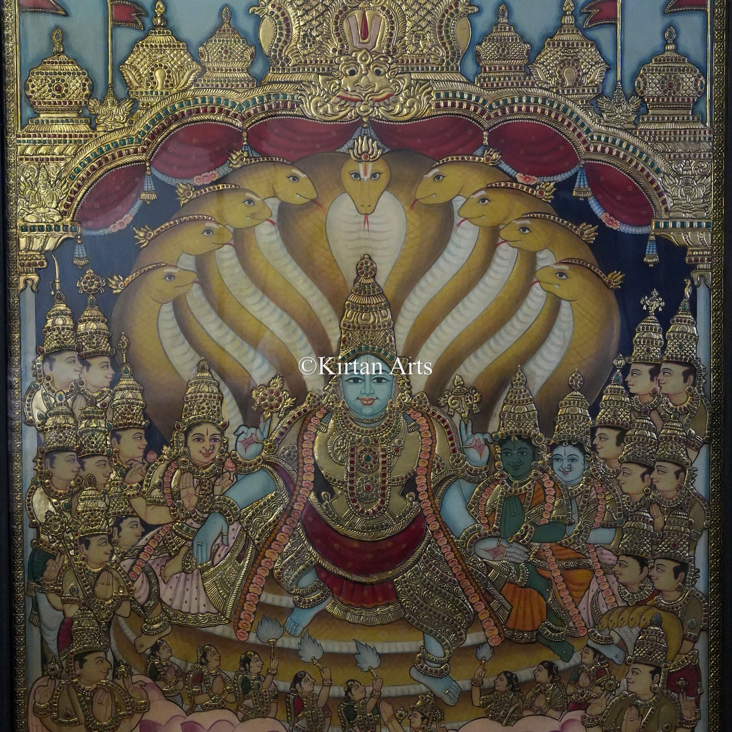 Vaikuntha Narayana (Paramapada Nathan) Tanjore Painting | 4x3 ft | Antique Finish