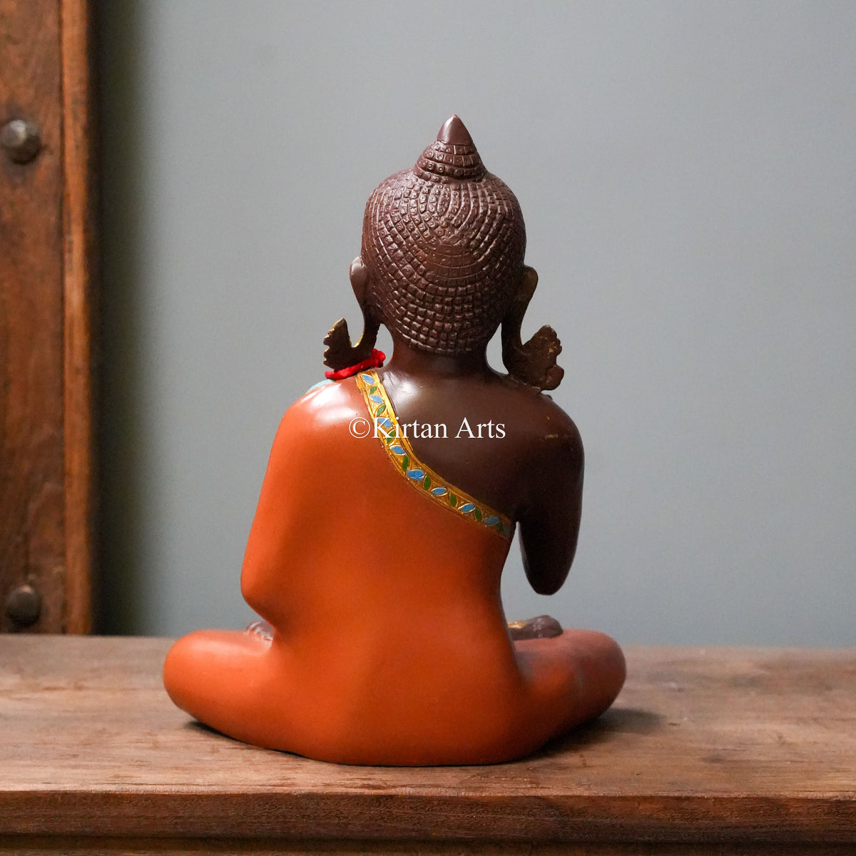 Hand-Painted Brass Buddha Statue with Abhaya Mudra