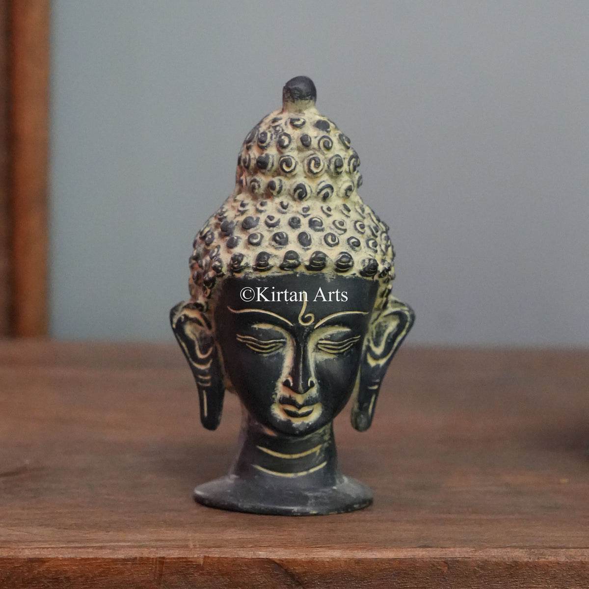 Brass Petite Charcoal Buddha Head Bust
