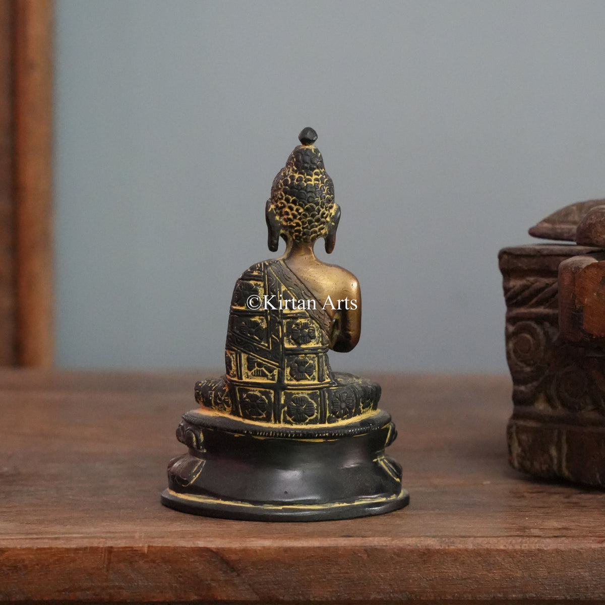 Crowned Buddha with Teaching Mudra in Antique Two-Tone Finish 5.5"