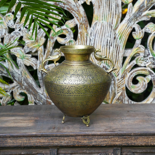 Brass Vintage Carved Planter 12"