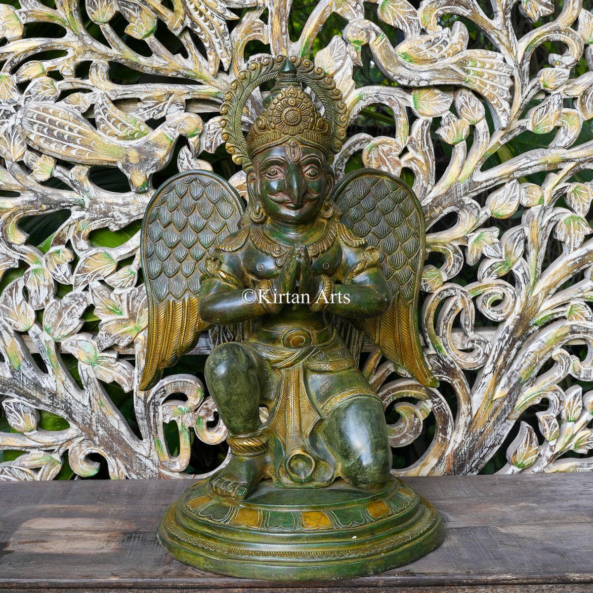 Large Brass Garuda | Antique Green Finish 28"