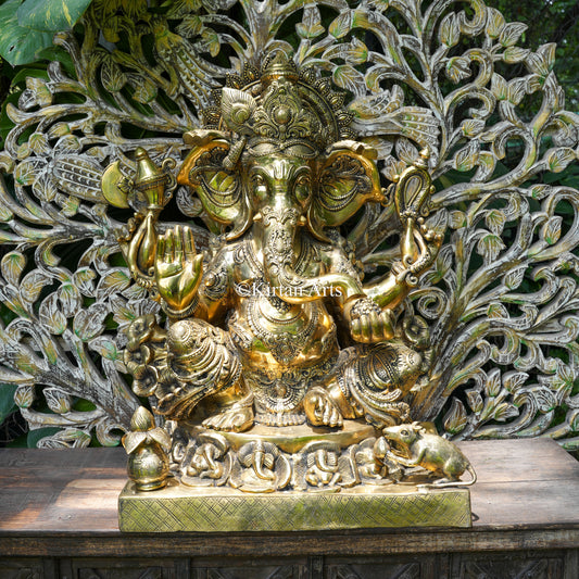 Majestic Brass Ganesha 33"