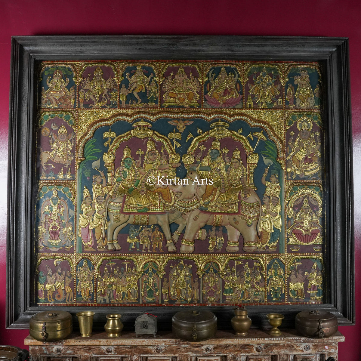Rishaba Kunjaram Tanjore Painting – 6 x 5 ft | Grand Temple Panel | 22k Gold