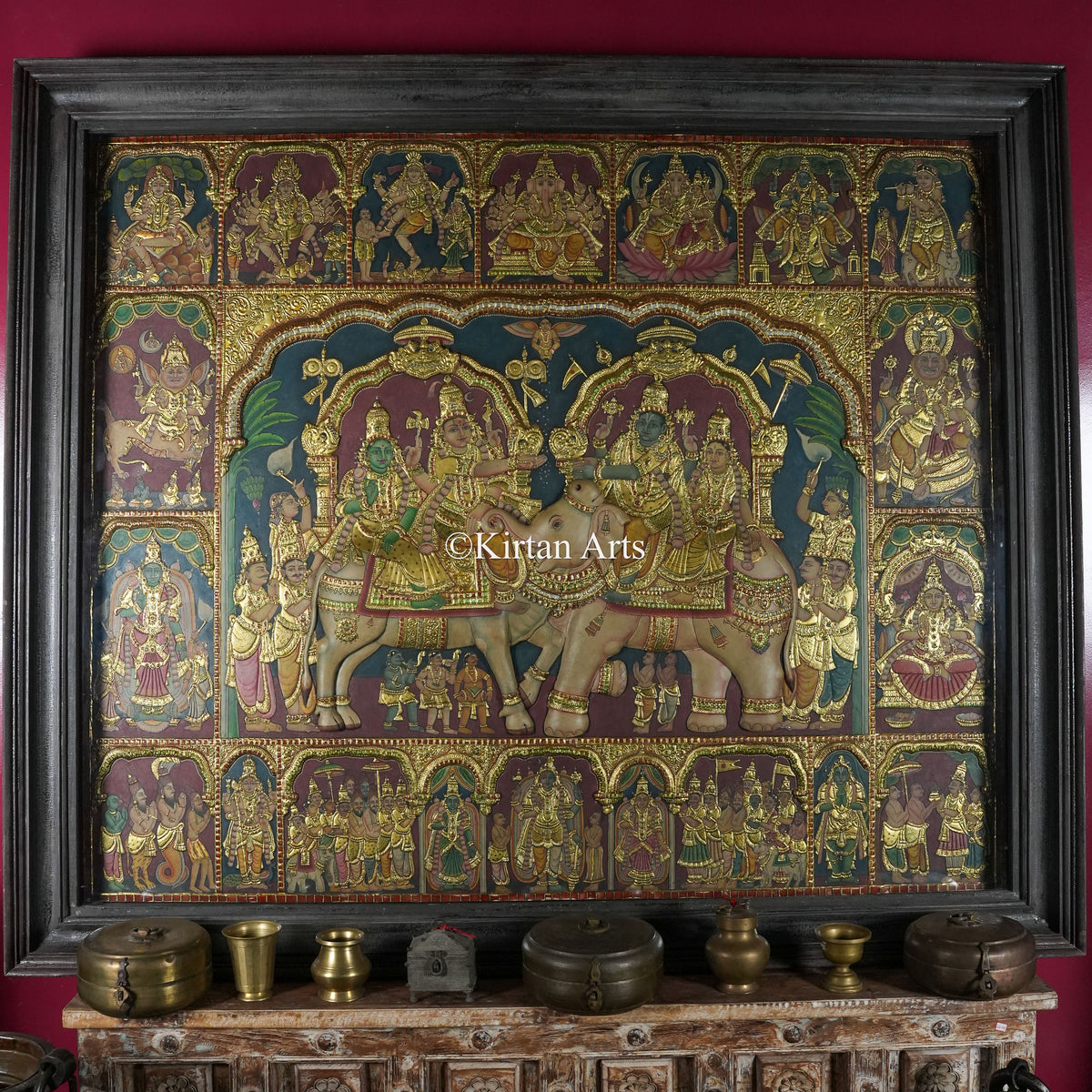 Rishaba Kunjaram Tanjore Painting – 6 x 5 ft | Grand Temple Panel | 22k Gold