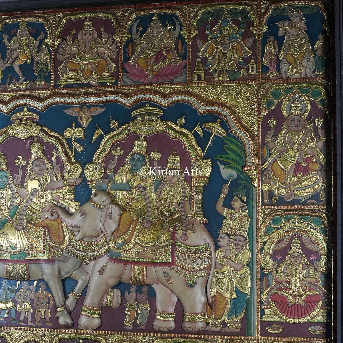 Rishaba Kunjaram Tanjore Painting – 6 x 5 ft | Grand Temple Panel | 22k Gold