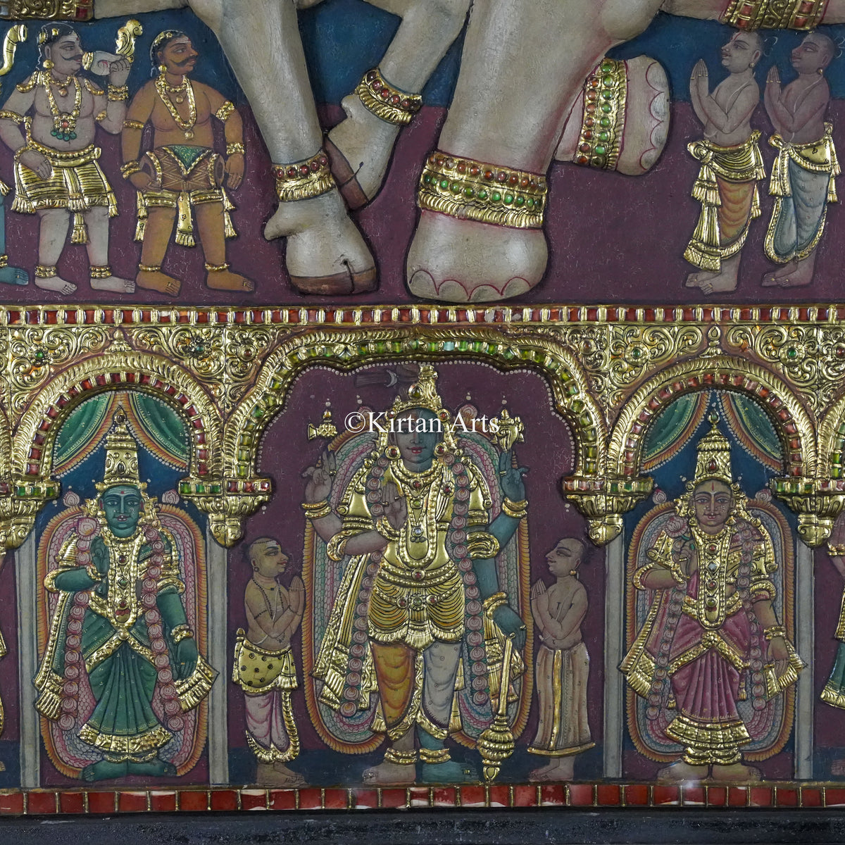 Rishaba Kunjaram Tanjore Painting – 6 x 5 ft | Grand Temple Panel | 22k Gold