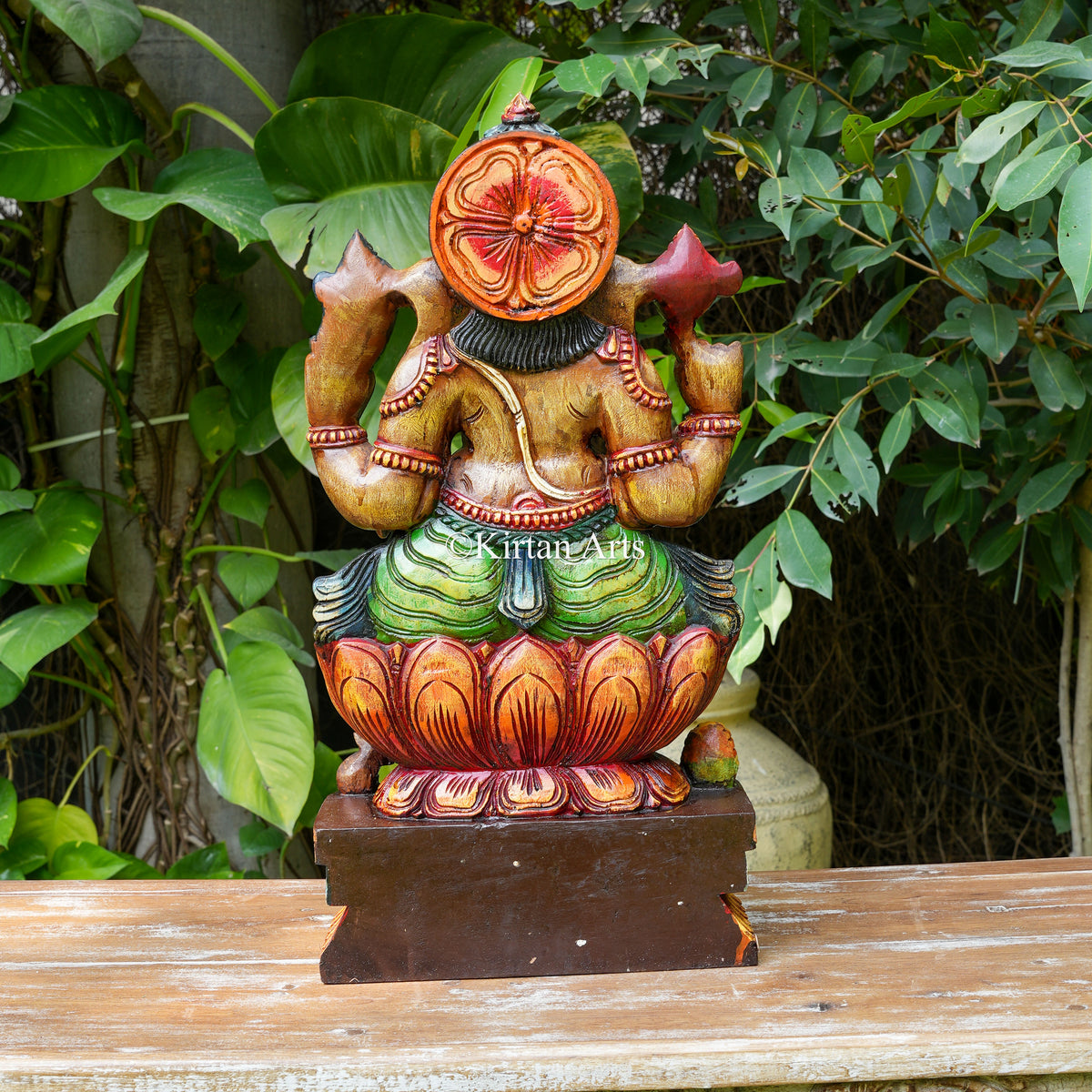 Hand-Painted Vagai Wood Ganesha 24"