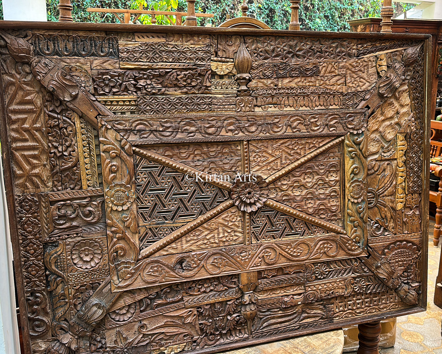 Vintage Wood Carved Panel | 5x3 ft