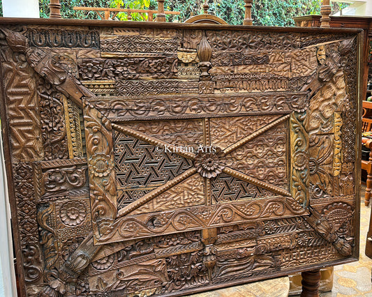 Vintage Wood Carved Panel | 5x3 ft