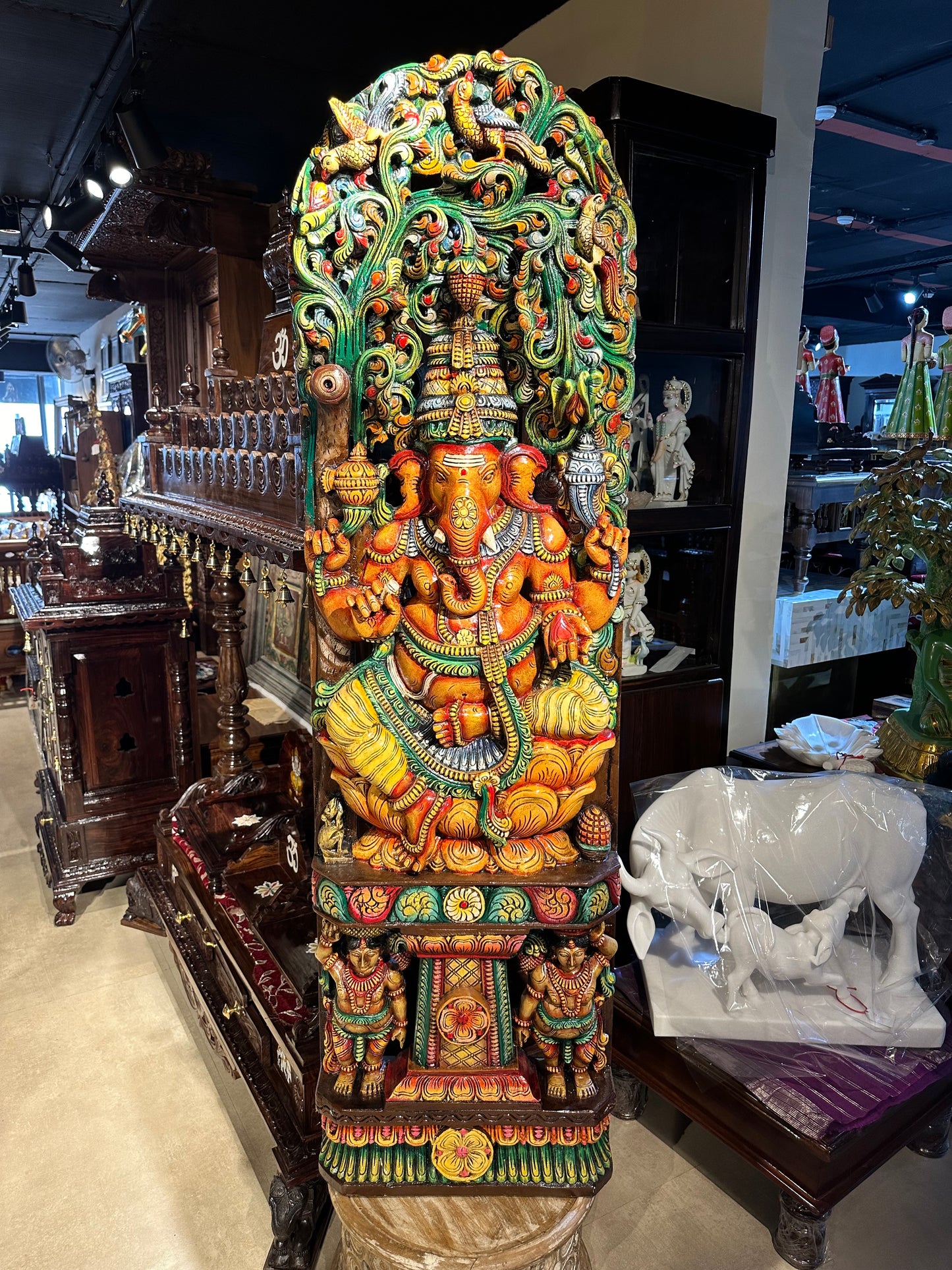 Wood Carved Lord Ganesha 5ft
