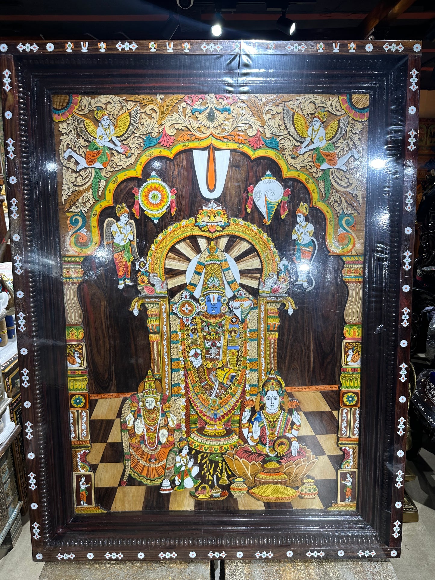 Lord Venkateswara Rosewood Panel Embossed