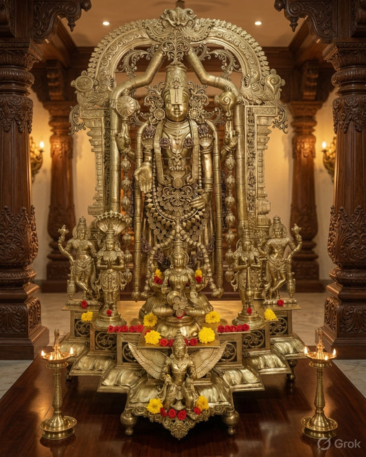 Grand Bronze Tirupati Balaji Venkateswara Sculpture with Prabhavali | 72" | 355kg