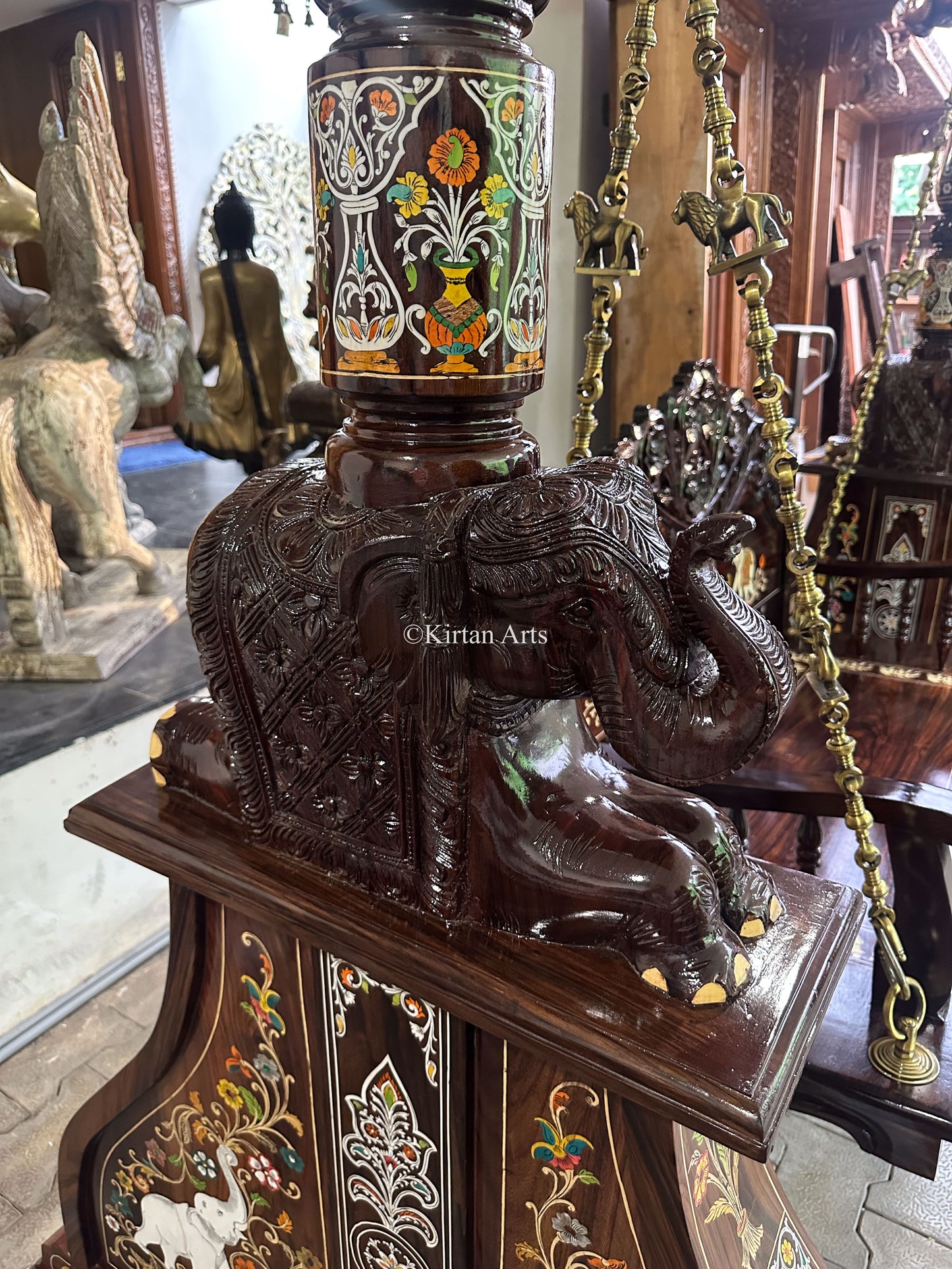 Rosewood Swing/Jhula/ Oonjal | Inlay Work | 7x7 ft | Pillars