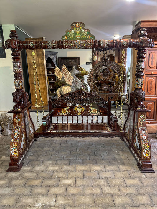 Rosewood Swing/Jhula/ Oonjal | Inlay Work | 7x7 ft | Pillars