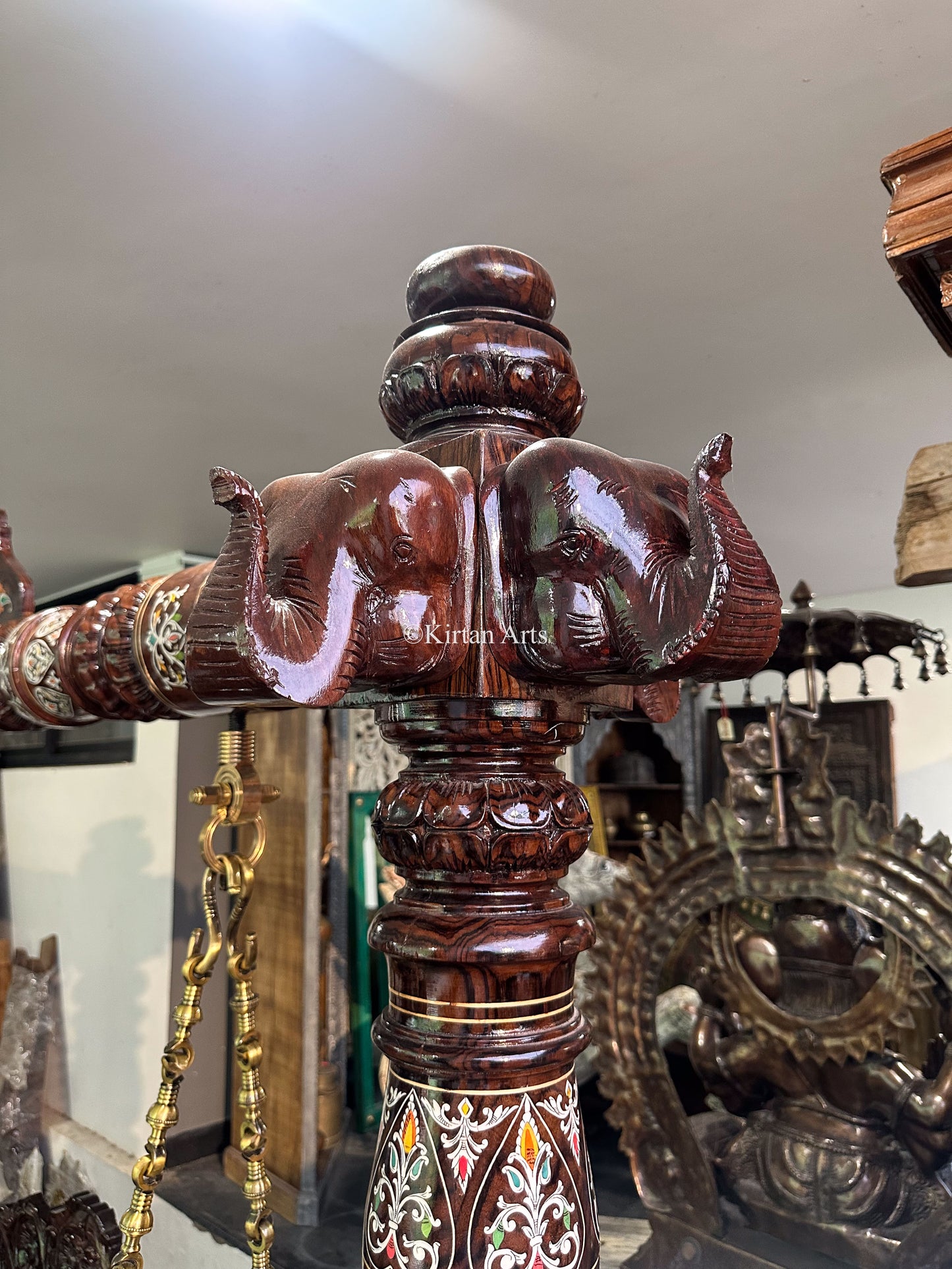 Rosewood Swing/Jhula/ Oonjal | Inlay Work | 7x7 ft | Pillars