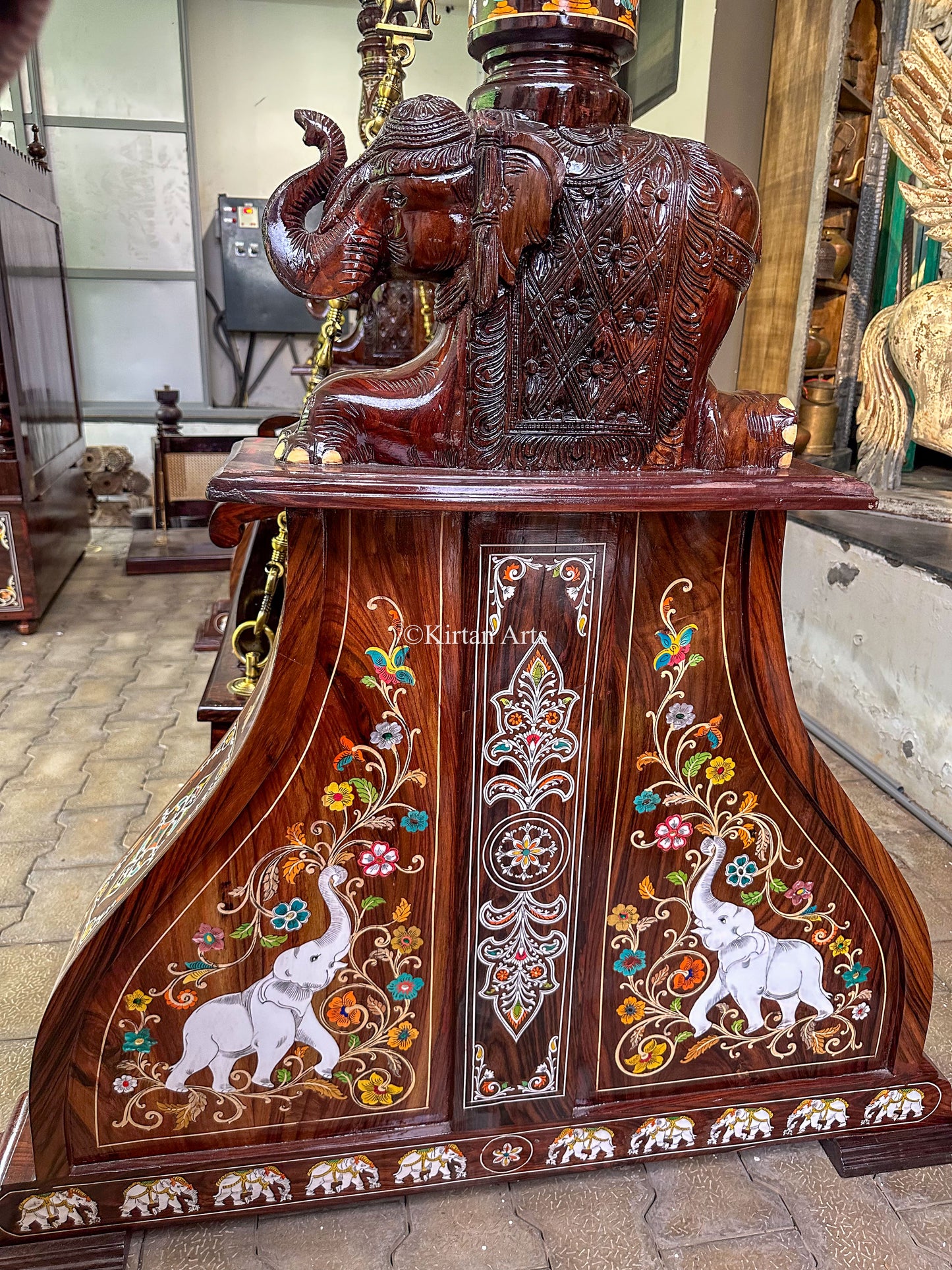 Rosewood Swing/Jhula/ Oonjal | Inlay Work | 7x7 ft | Pillars