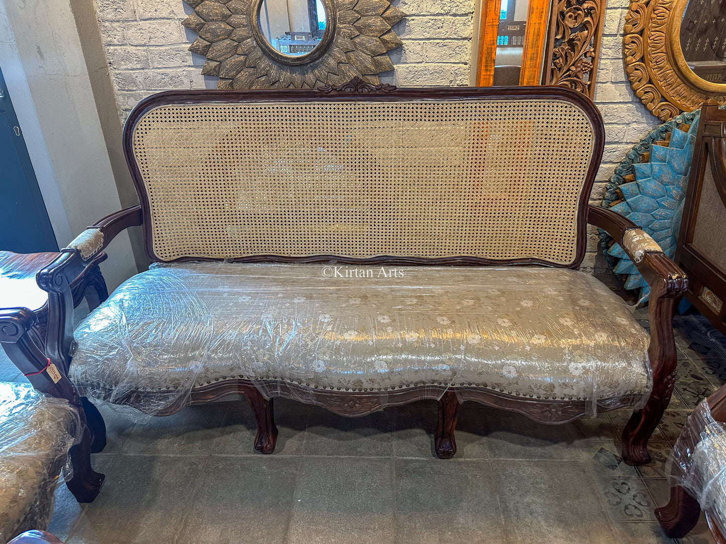 Rosewood Sofa Set | 6Pcs | Rattan Work