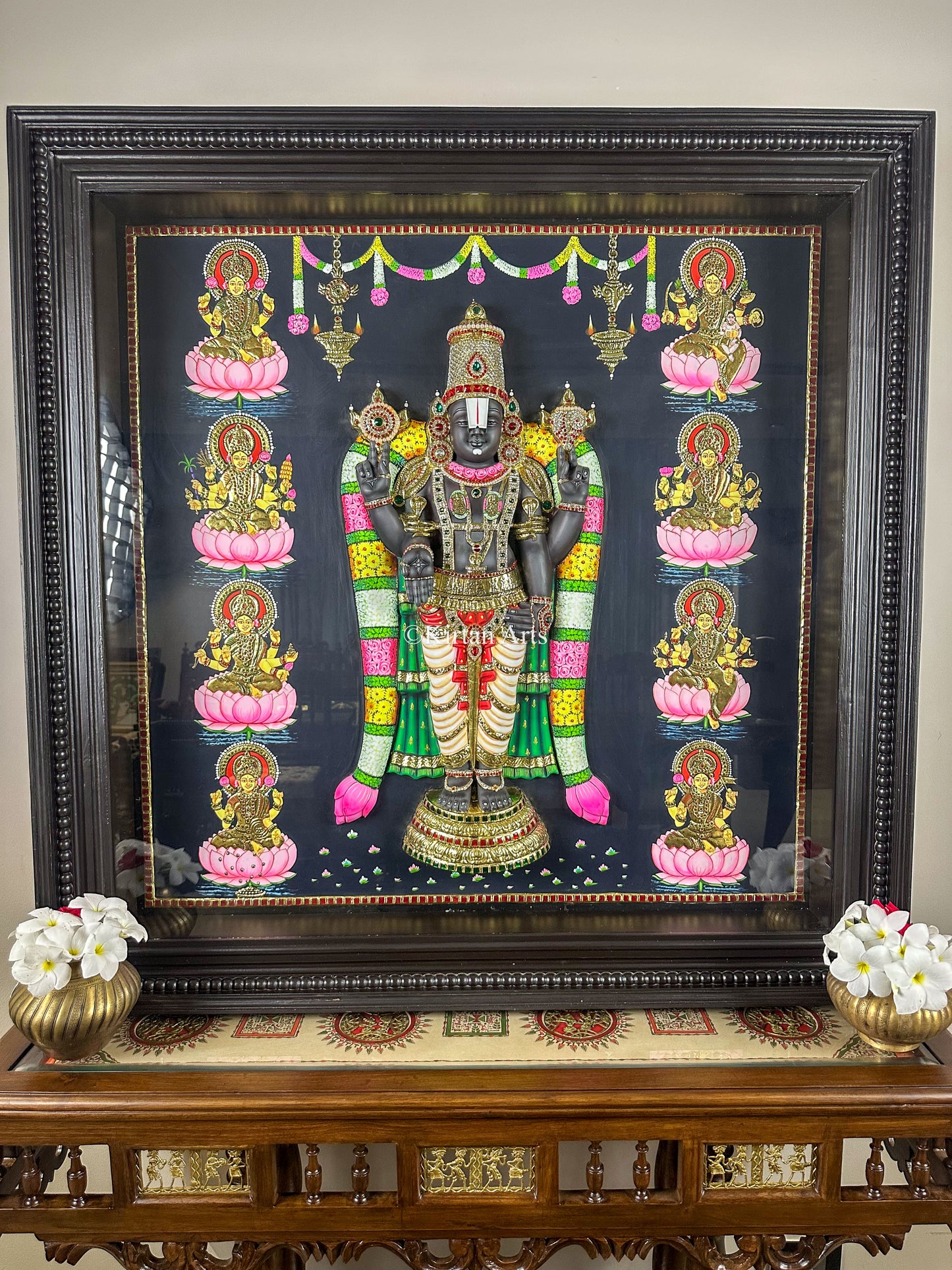 Tirupathi Balaji w Ashtalakshmi Tanjore | 3D Embossed Balaji | 45"x45"
