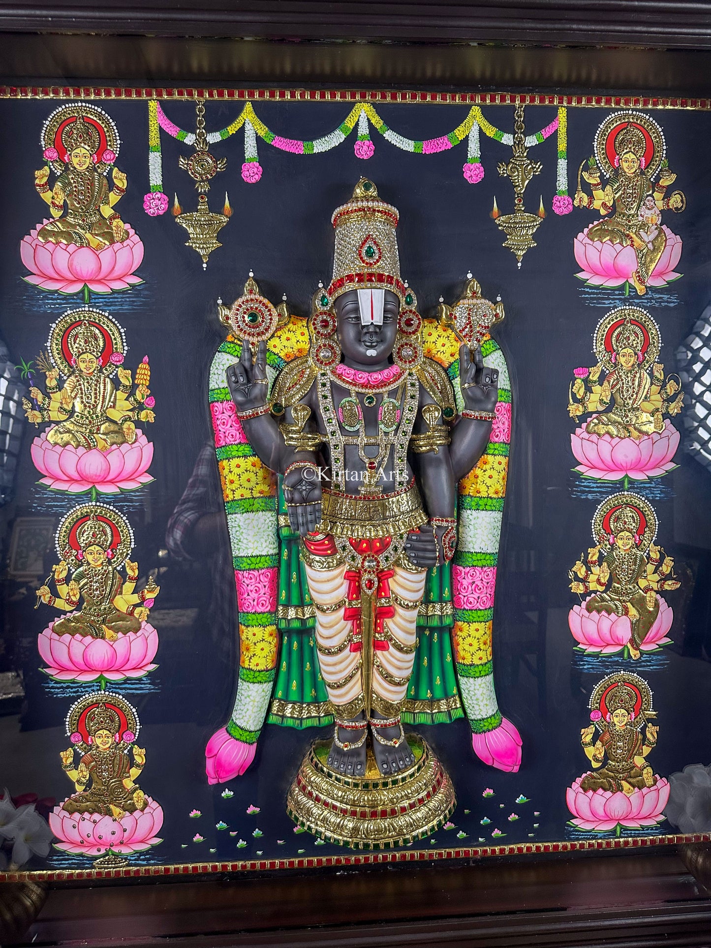 Tirupathi Balaji w Ashtalakshmi Tanjore | 3D Embossed Balaji | 45"x45"