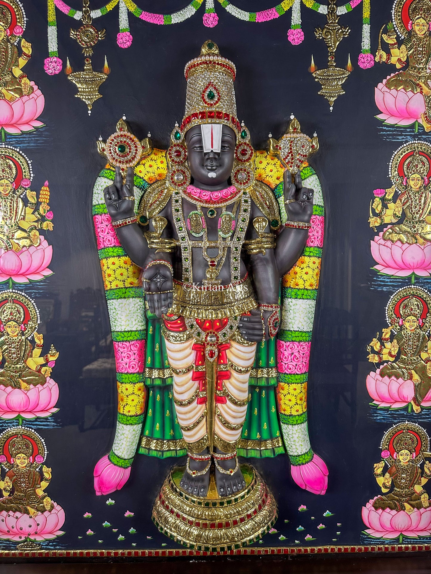 Tirupathi Balaji w Ashtalakshmi Tanjore | 3D Embossed Balaji | 45"x45"