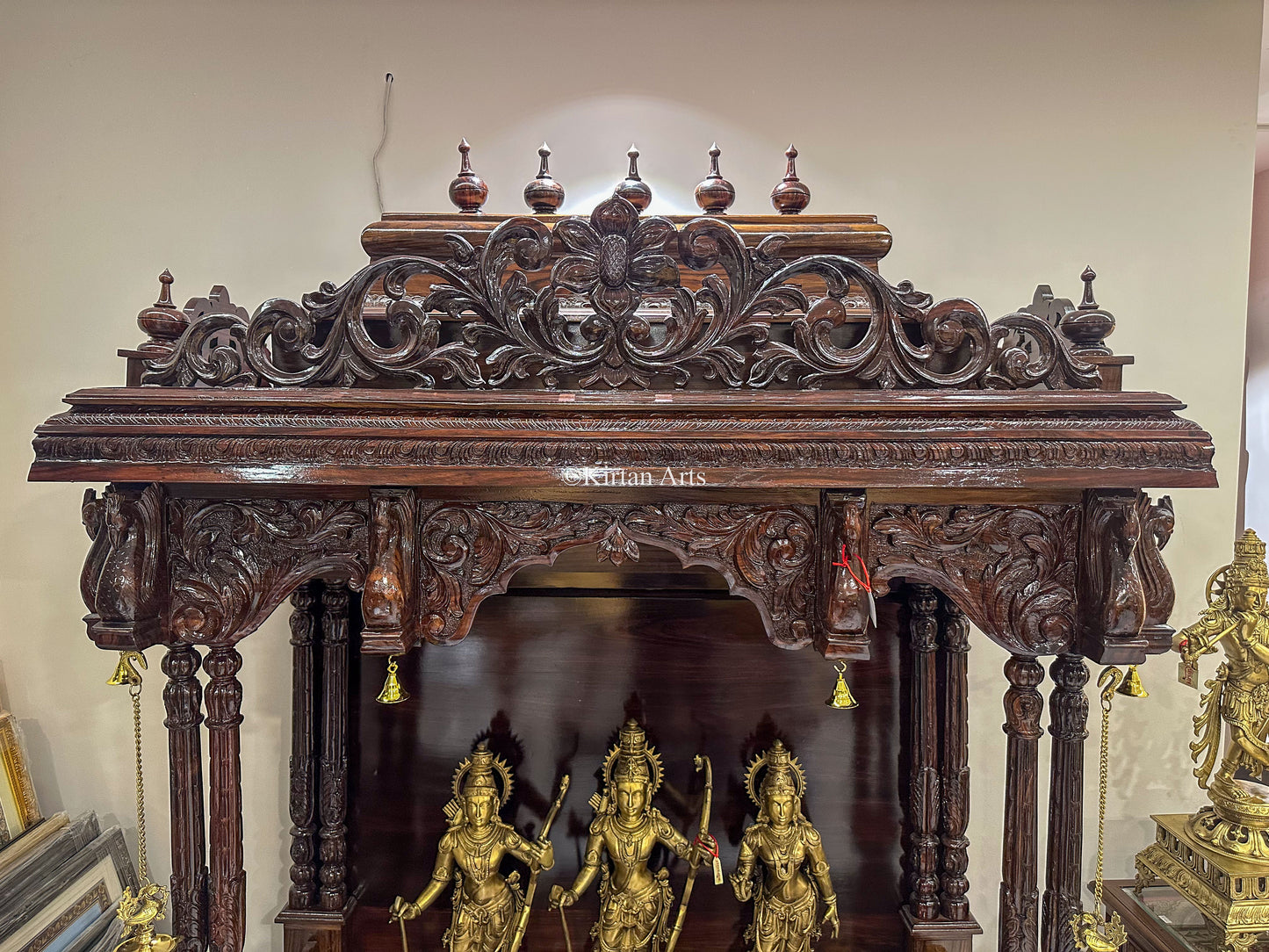 Handcarved Rosewood Mandir | Storage | 88"