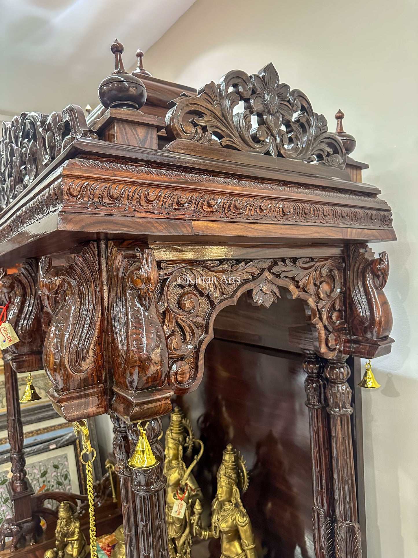 Handcarved Rosewood Mandir | Storage | 88"
