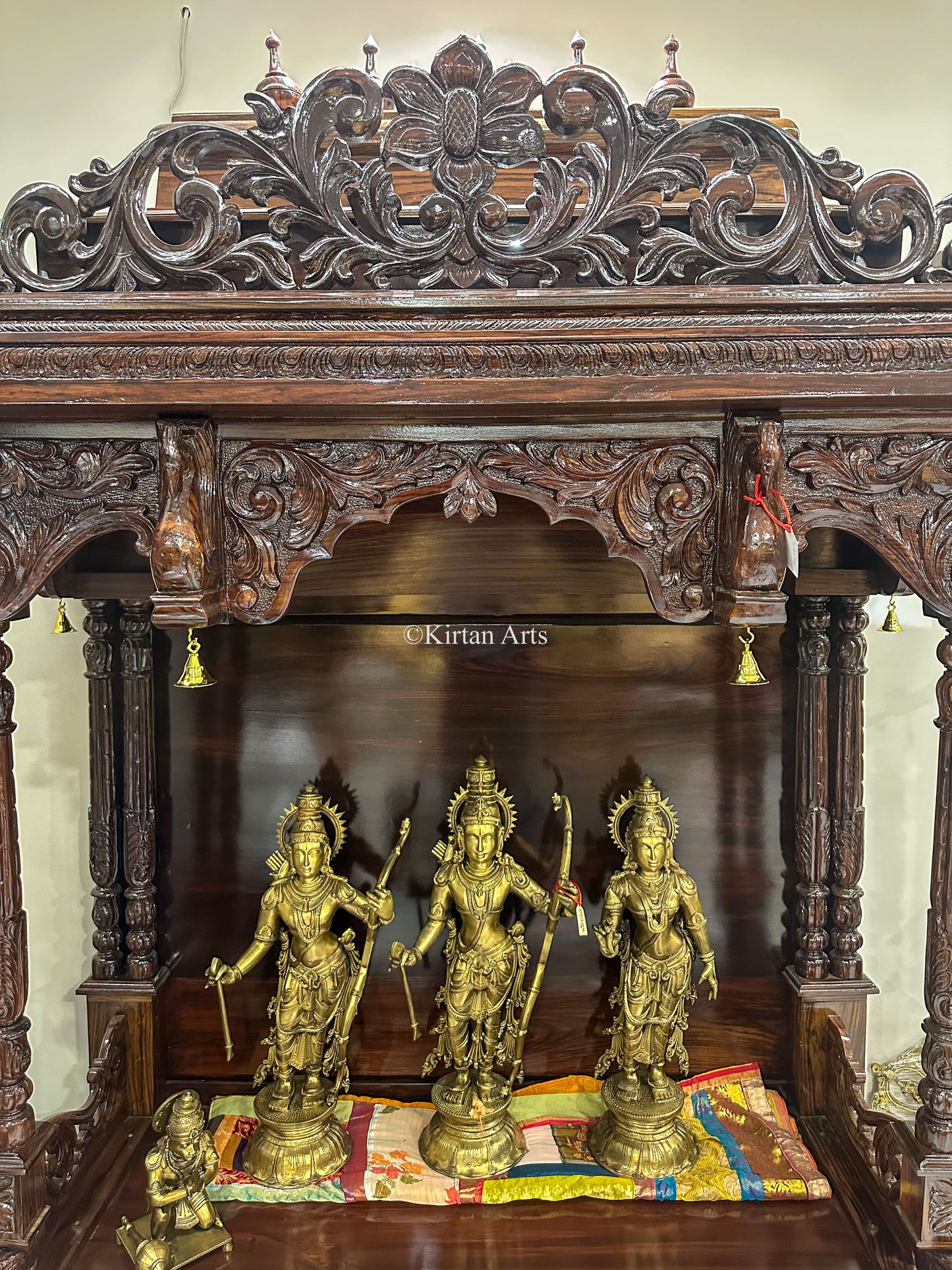 Handcarved Rosewood Mandir | Storage | 88"